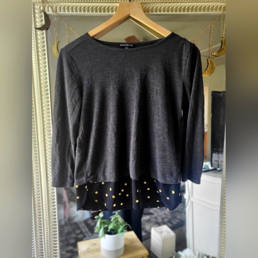 J. Crew Double Layer Top w. Metallic Dots, XS